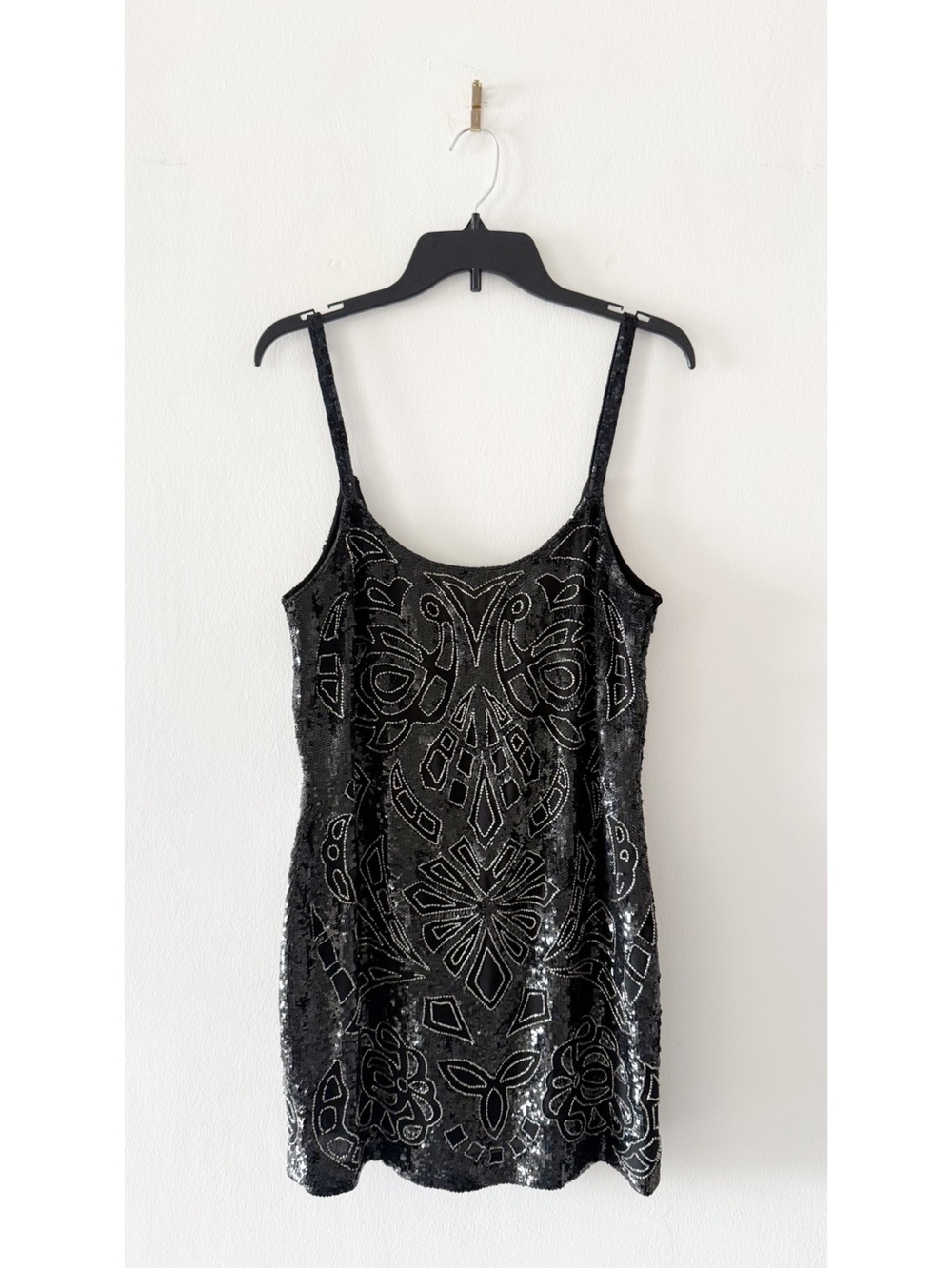 Needle & Thread Black Sequin Beaded Embellished Art Deco Mini Dress Size US 10